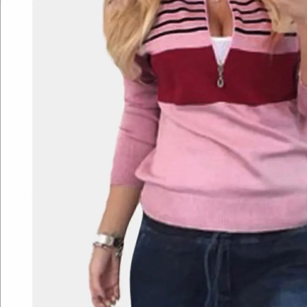 Cute pink and black striped sweatshirt